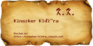 Kinszker Klára névjegykártya